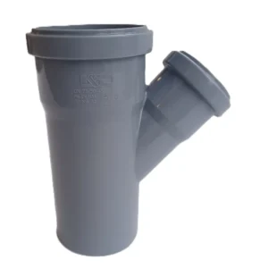 En Y-formad rörkoppling av grå plast HT Grenrör 75x50x45 med två öppningar upptill och en nedtill, avsedd för VVS- eller dräneringssystem.