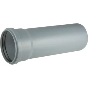 HT rör 3 meter är en grå PP-rörkoppling med breddad muffände, avsedd för sammanfogning av rörsektioner i VVS- och dräneringssystem.