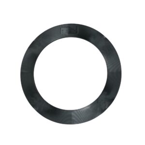 Passdel 400P 10mm är en rund, platt, svart metallring med en slät, lätt räfflad yta, sedd uppifrån mot en vit bakgrund.